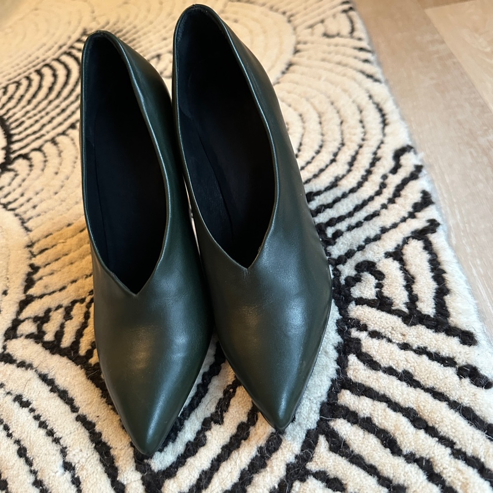 Les Prairies de Paris Dark Forest Green Women's Pointy Pumps Shoes 36 6